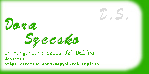 dora szecsko business card